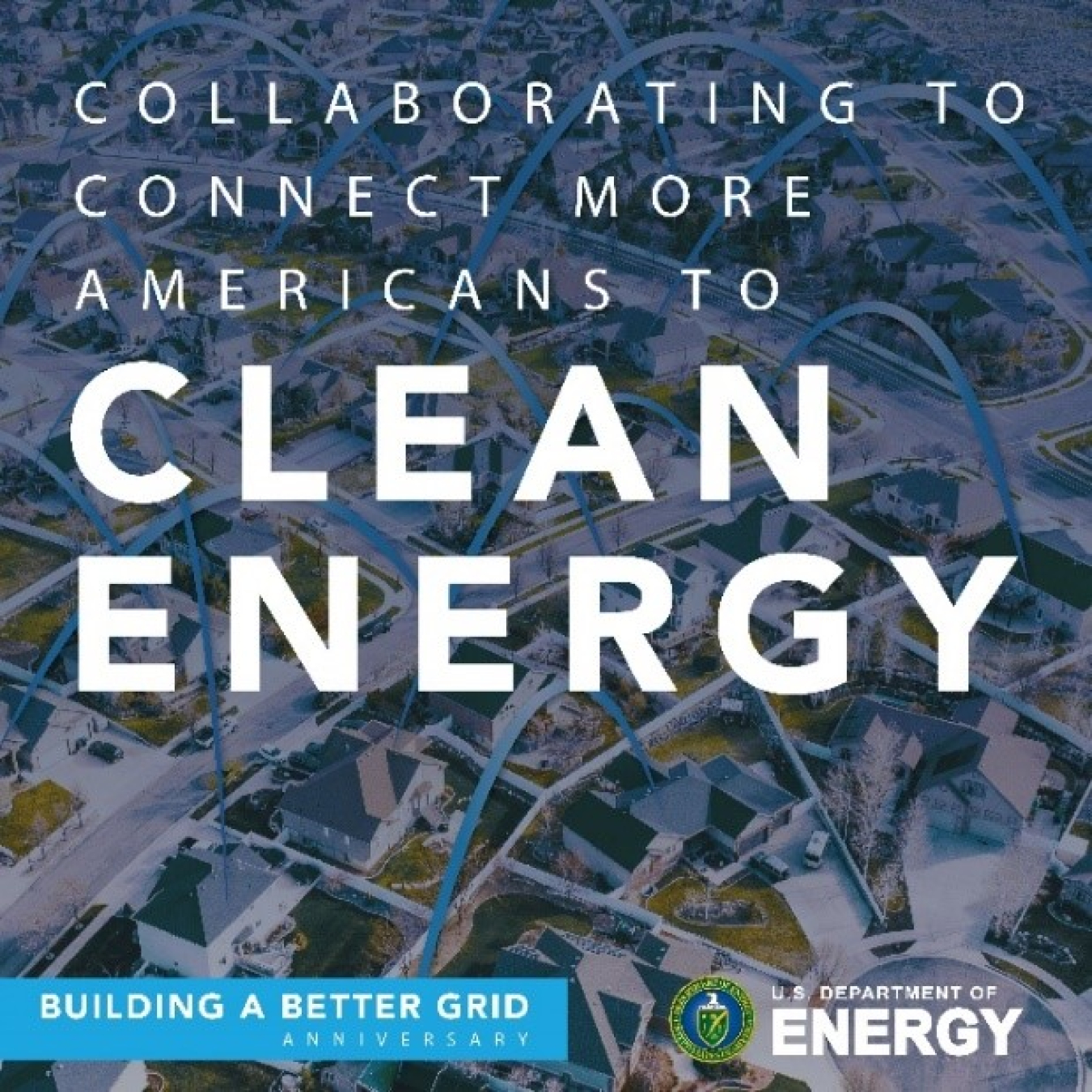 Collaborating to Connect More Americans to Clean Energy - an illustration of an American neighborhood