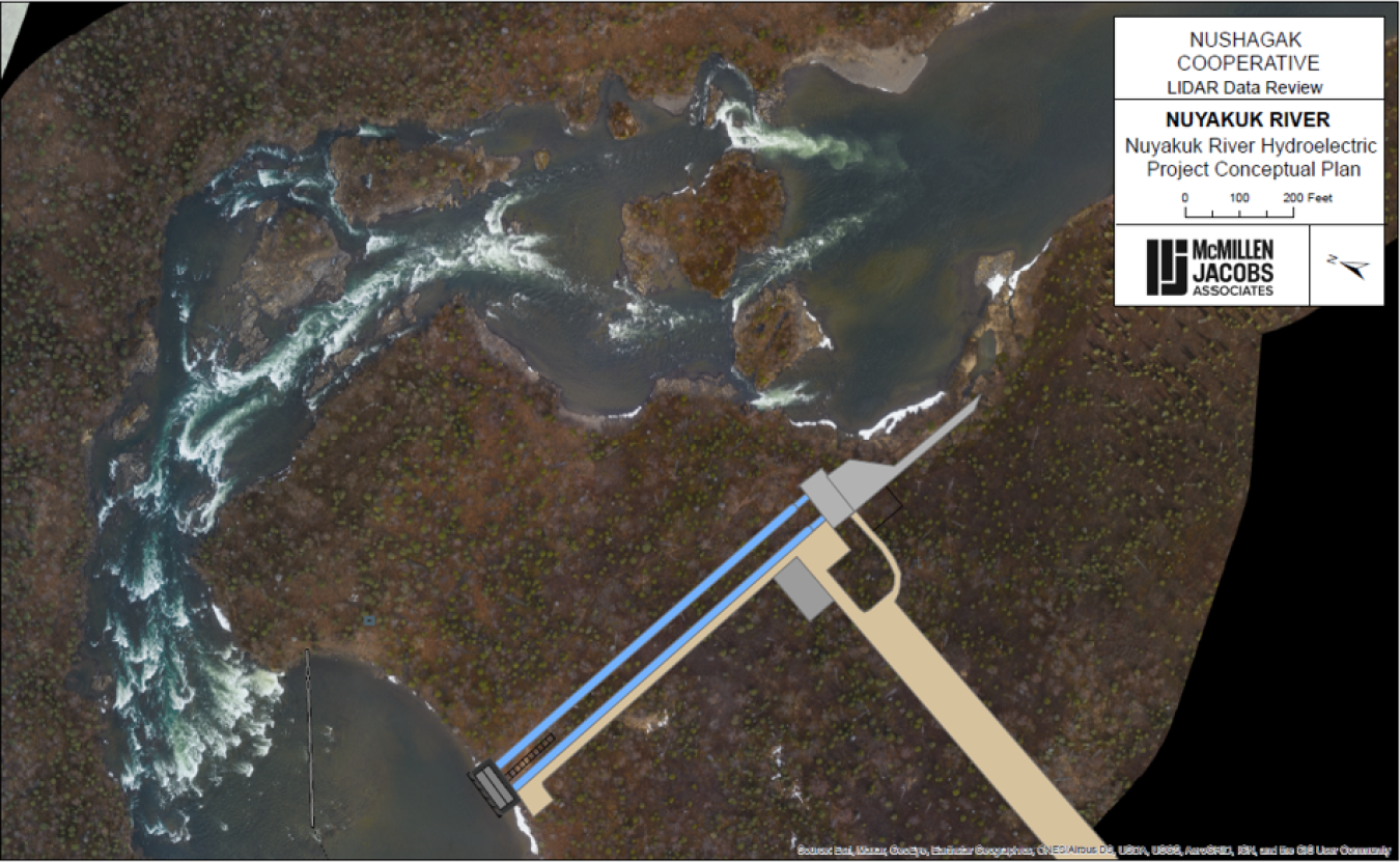 Un mapa aéreo de Río Nuyakuk