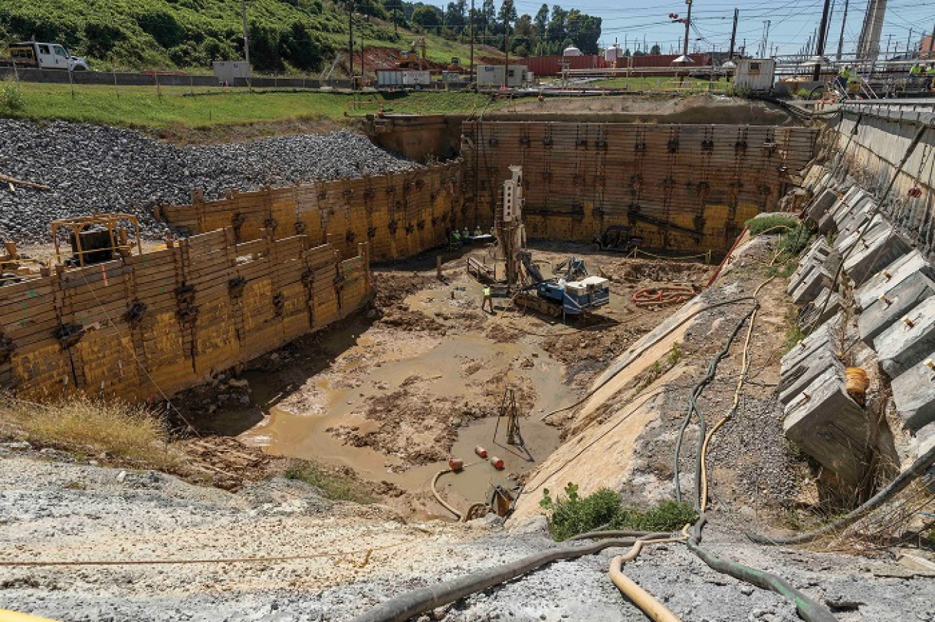 Construction progresses on the treatment facility site for the Mercury Treatment Facility.