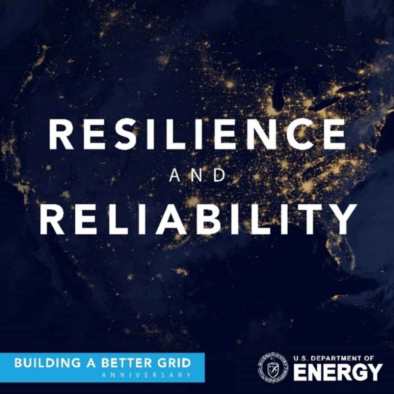 Resilience and Reliability - An electrical grid overlay on a map of the United States