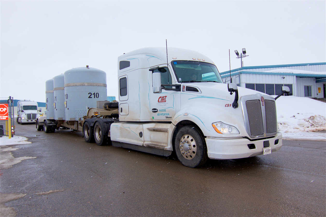 A respite from the harsh winter weather in recent weeks allowed multiple trucks carrying shipping casks of transuranic waste to finally leave the DOE Idaho National Laboratory Site en route to the Waste Isolation Pilot Plant in New Mexico for permanent disposal.