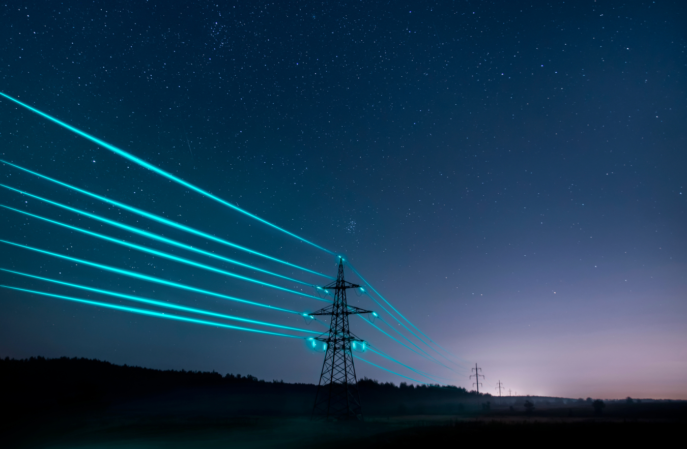 Utility lines at night