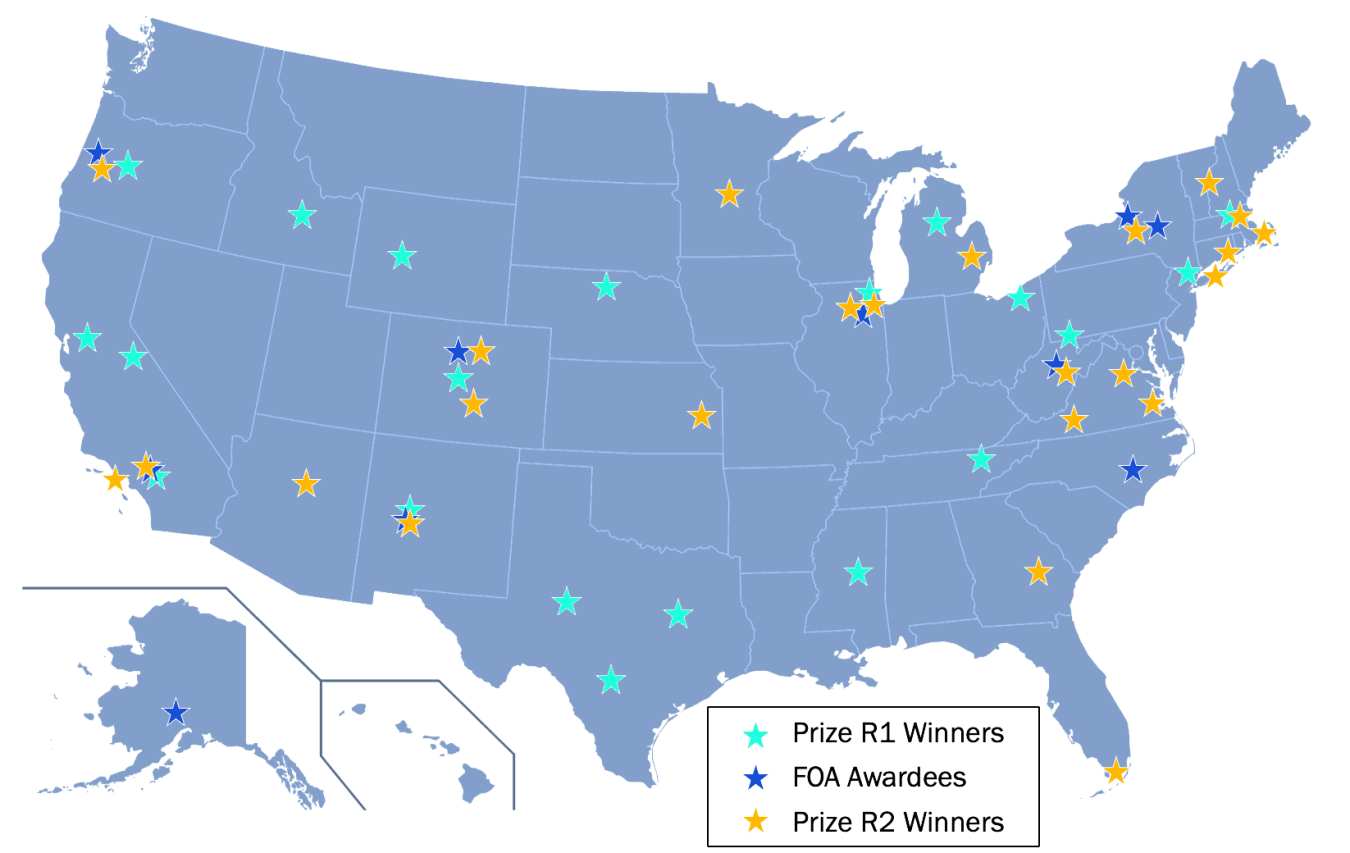 U.S. map of all selections for the EPIC Prize