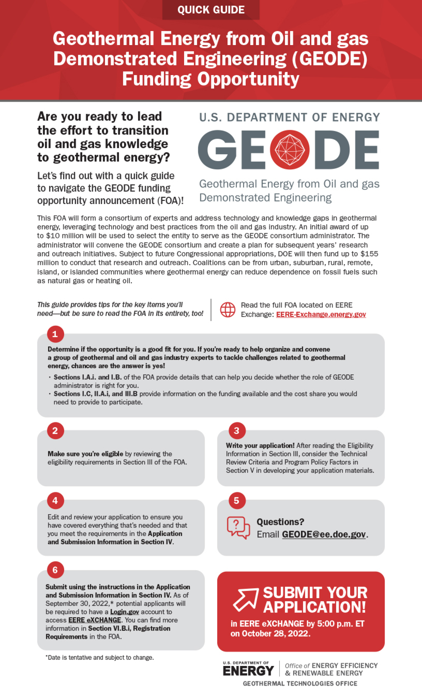 Download the GEODE Funding Opportunity Quick Guide