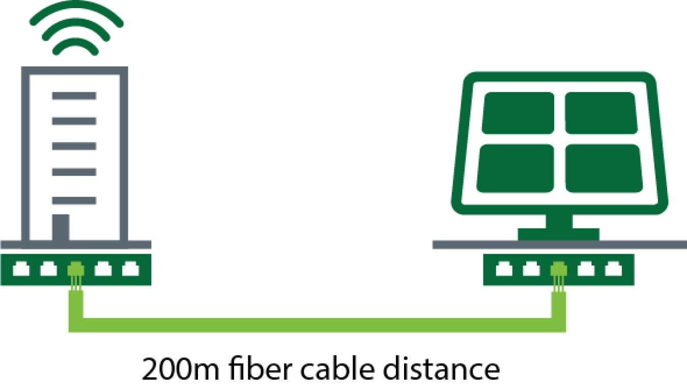 Cable connecting a solar photovoltaic array to a building receiving the data.