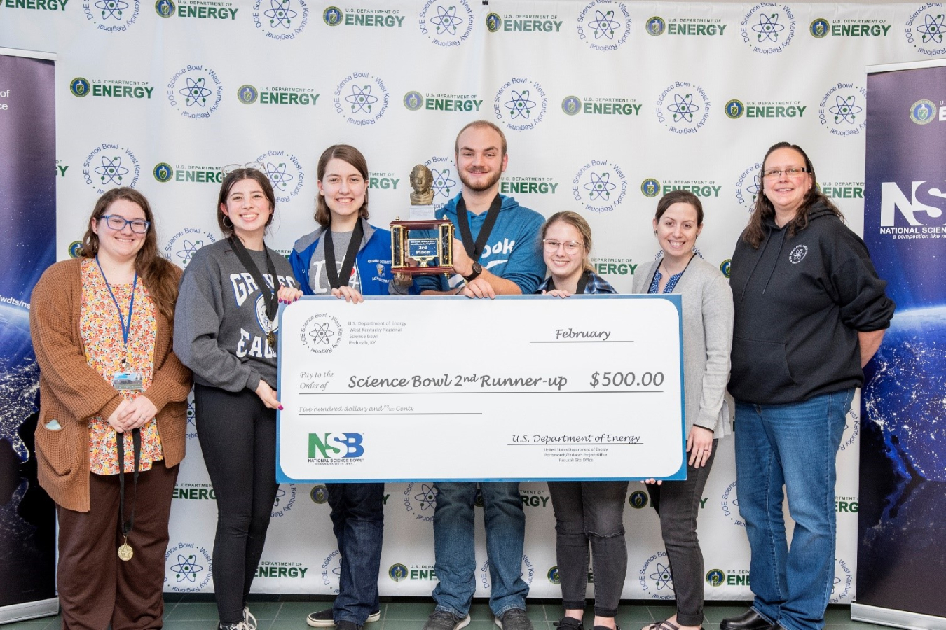 Graves County High School's third-place team with DOE Acting Paducah Site Lead April Ladd.