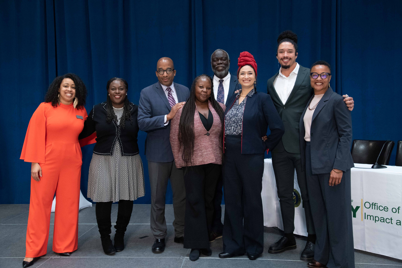 Left to Right: Chief of Minority Business and Workforce Division Shalaya Morissette, Board Member Tonya Hicks, Board Member Dr. Michael K. Dorsey, President Ajulo Otho, Board Member Walter McLeod, Board Member Jessica Thiessen, Intern Ryan Laudermilk, Director of Office of Economic Impact and Diversity Shalanda Baker at the 2023 MBE Connect Summit in Washington, DC, on Thursday, Feb. 23, 2023, announce the DOE BOSS award.