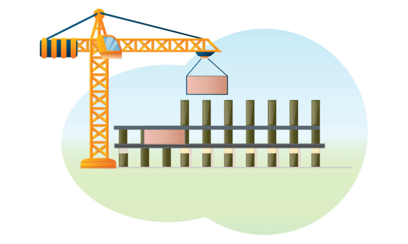 A crane used to put up a building.
