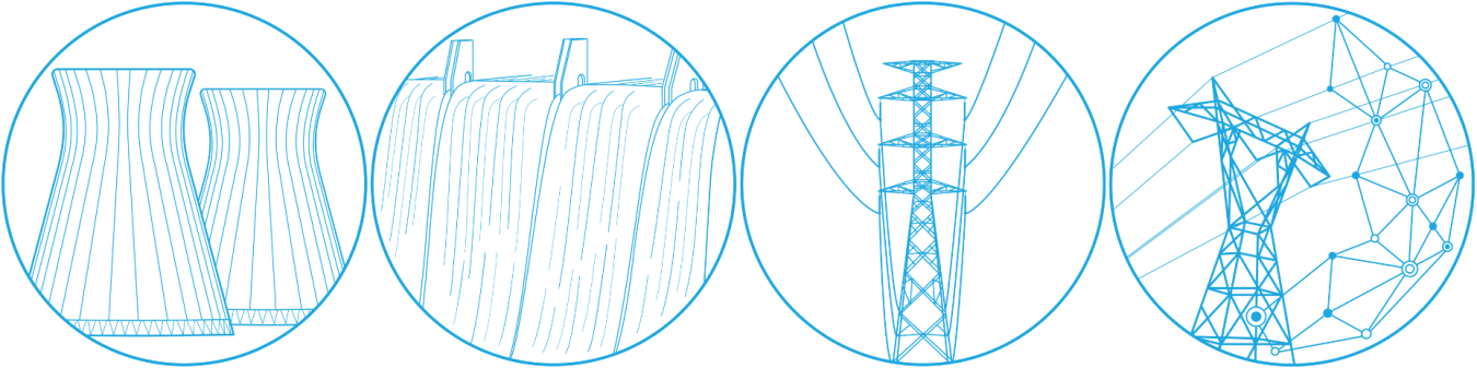 Icons representing the three divisions of the Grid Deployment Office
