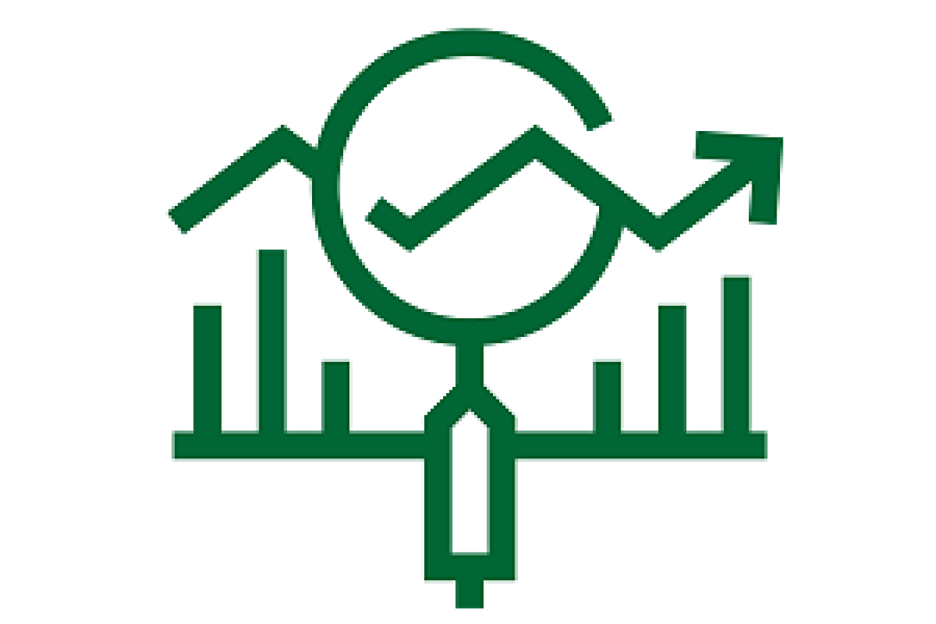 a graphic showing a magnifying glass looking at a graph