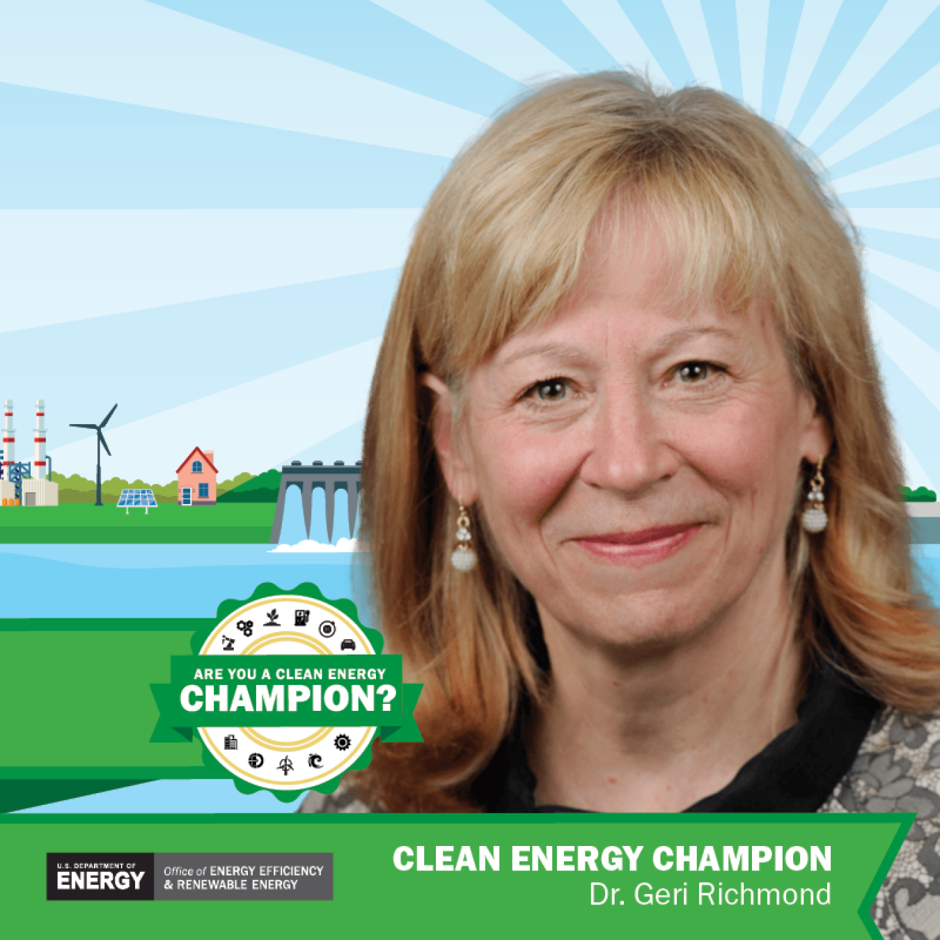 Geraldine Richmond smiles at the camera with CEC branding behind her.