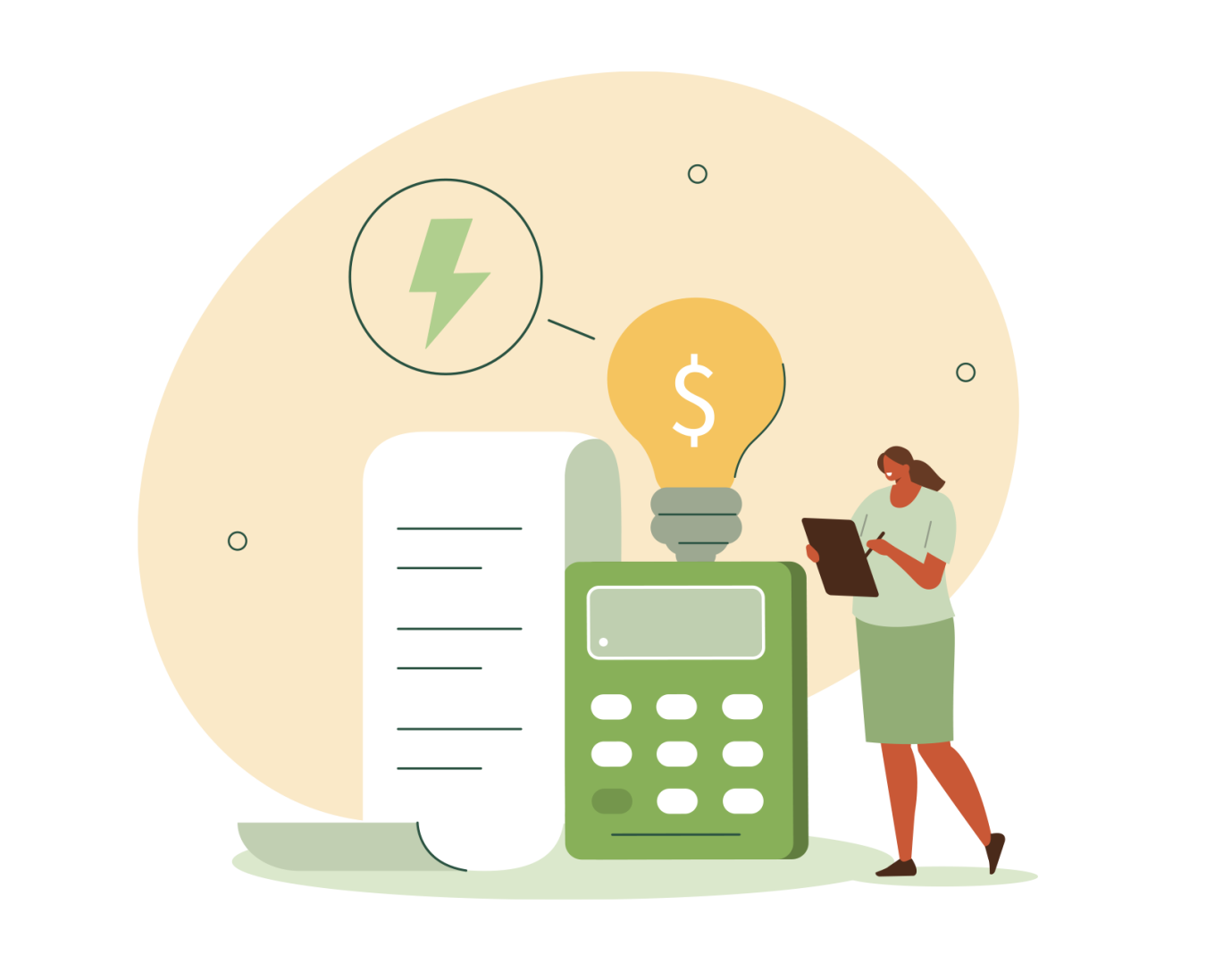 Woman next to calculator