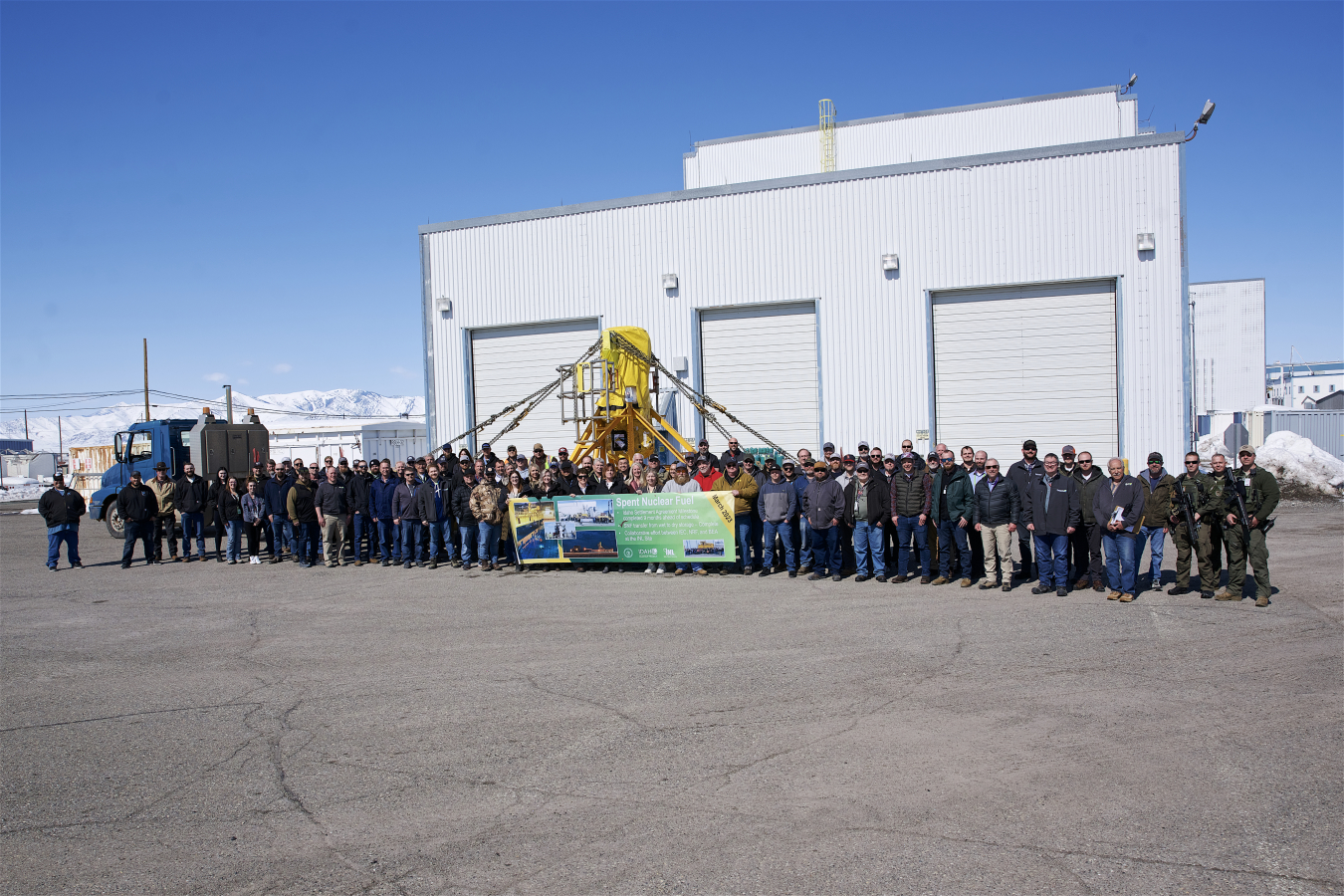 Employees supporting the spent nuclear fuel wet-to-dry project at the Idaho National Laboratory Site celebrate the last fuel elements removed from a water-filled basin within a building at the Idaho Nuclear Technology and Engineering Center last week. The Experimental Breeder Reactor-II fuel was safely transported to the site’s Materials and Fuels Complex the next day. Crews completed the 1995 Idaho Settlement Agreement milestone more than nine months ahead of schedule.