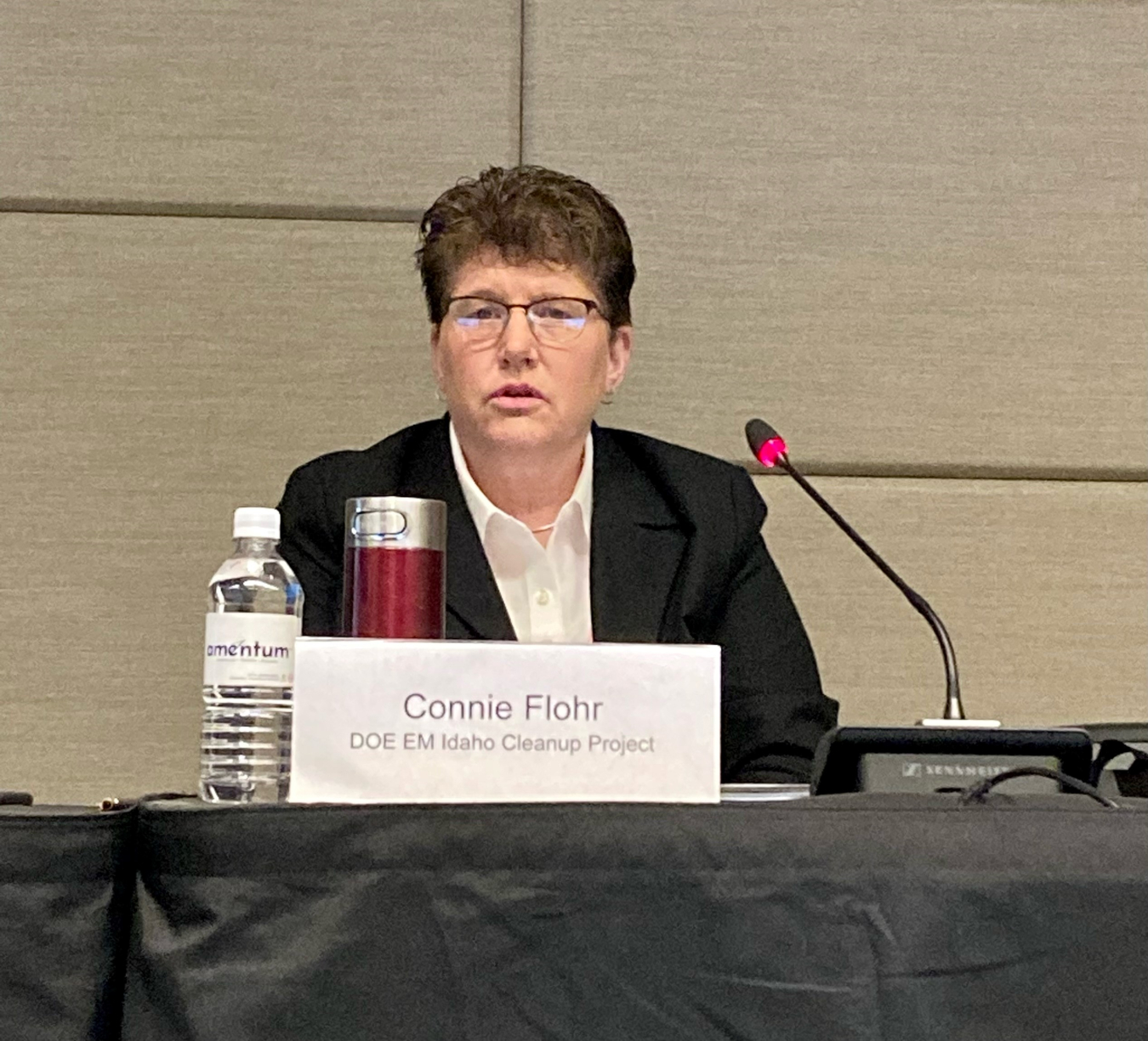 EM Idaho National Laboratory Site Manager Connie Flohr discusses the Integrated Waste Treatment Unit during one of two panel sessions at the 2023 Waste Management Symposia focused on liquid tank waste treatment across the EM complex.