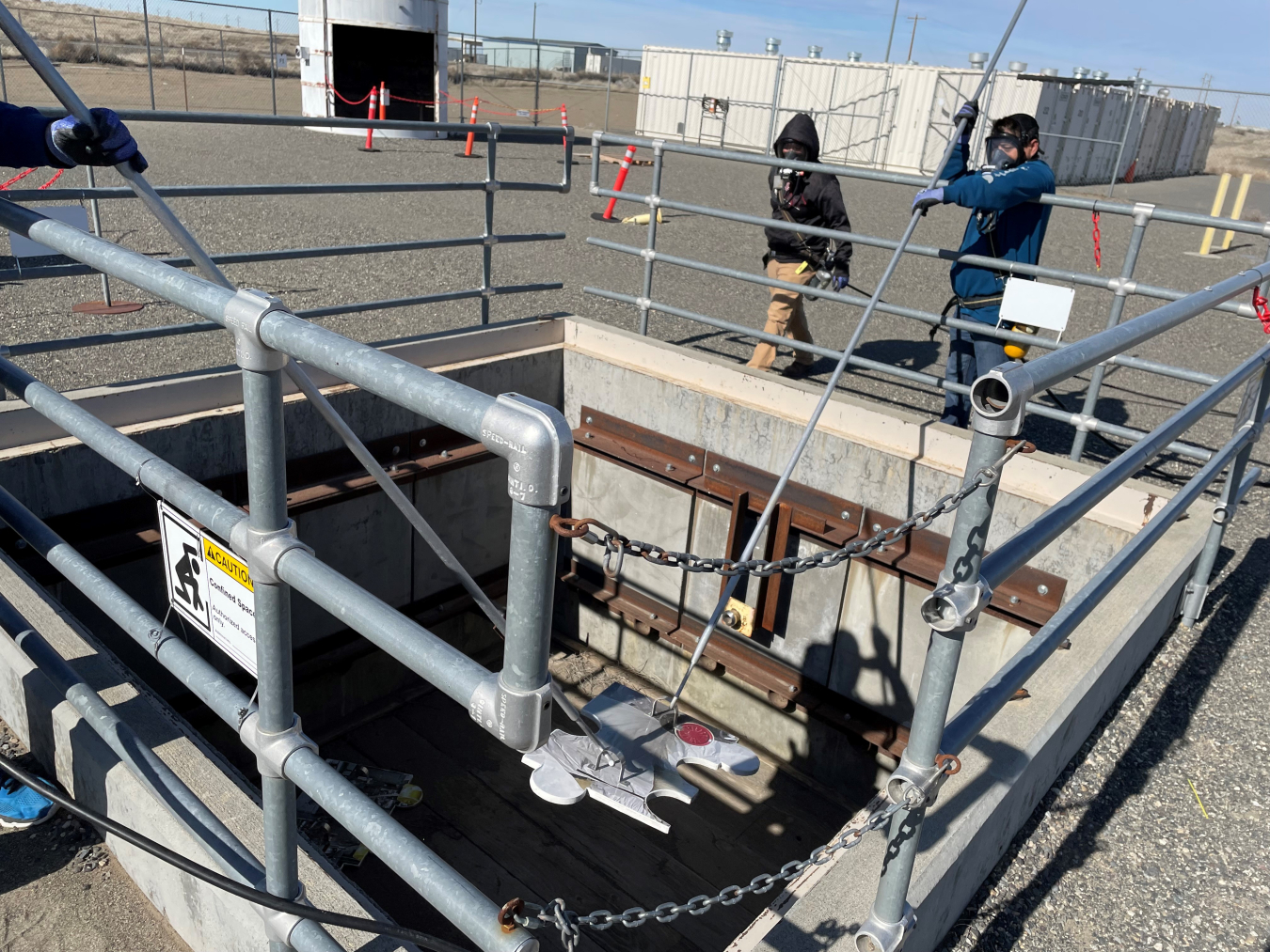 HAMMER Federal Training Center staff collaborated with Hanford Mission Integration Solutions carpenters, sign painters and metal shop employees to build large puzzle pieces for students to use during respiratory protection training on the Hanford Site.