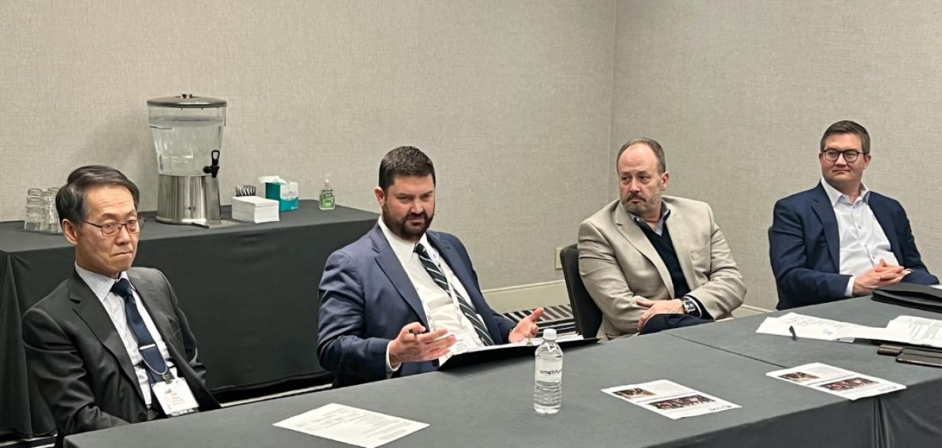 EM Principal Deputy Assistant Secretary Jeff Avery, center, spoke during an Energy Facility Contractors Group (EFCOG) board meeting at the 2023 Waste Management Symposia. Avery thanked the group for its work in identifying challenges and pursuing solutions that benefit all involved in the world’s largest cleanup effort.