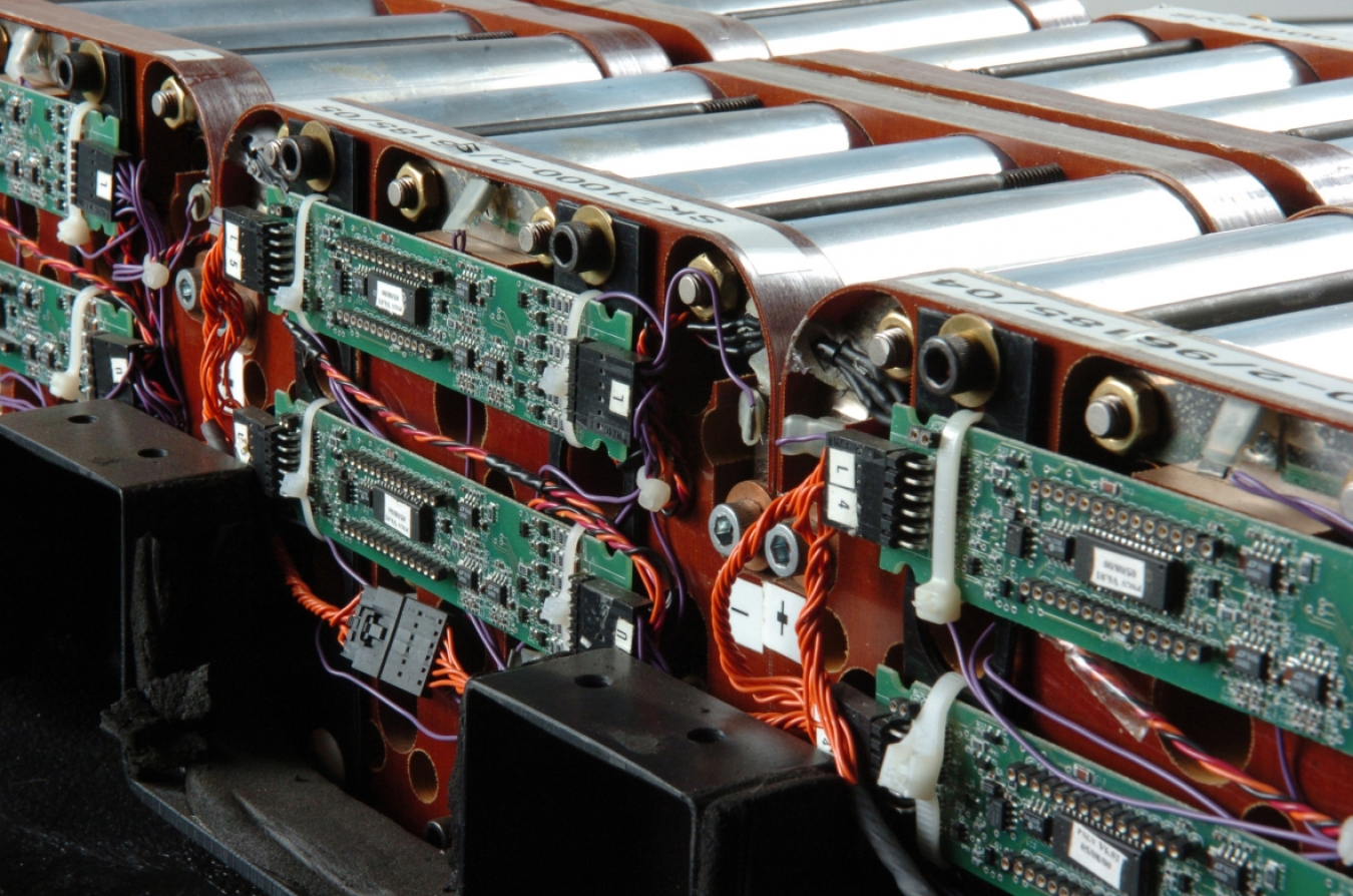 Close up of exposed circuitry boards.