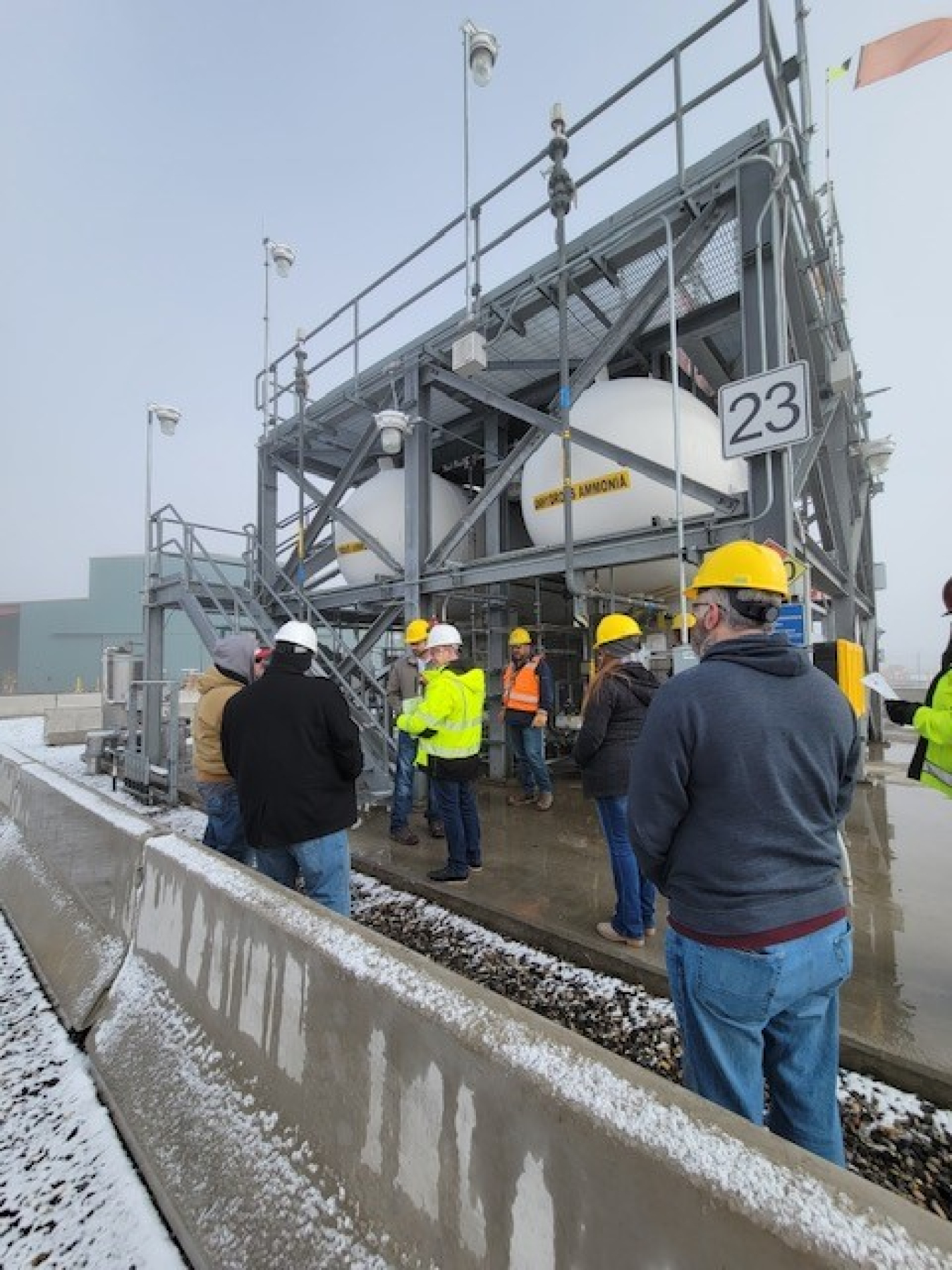 Members of the Hanford Fire Department and contractor Hanford Mission Integration Solutions’ Emergency Preparedness team tour the Ammonia Reagent Facility at the Waste Treatment and Immobilization Plant.