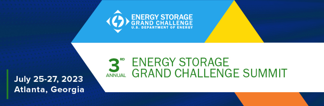 Banner for the 3rd annual Energy Storage grand challenge on July 25-27 2023 in Atlanta Georgia
