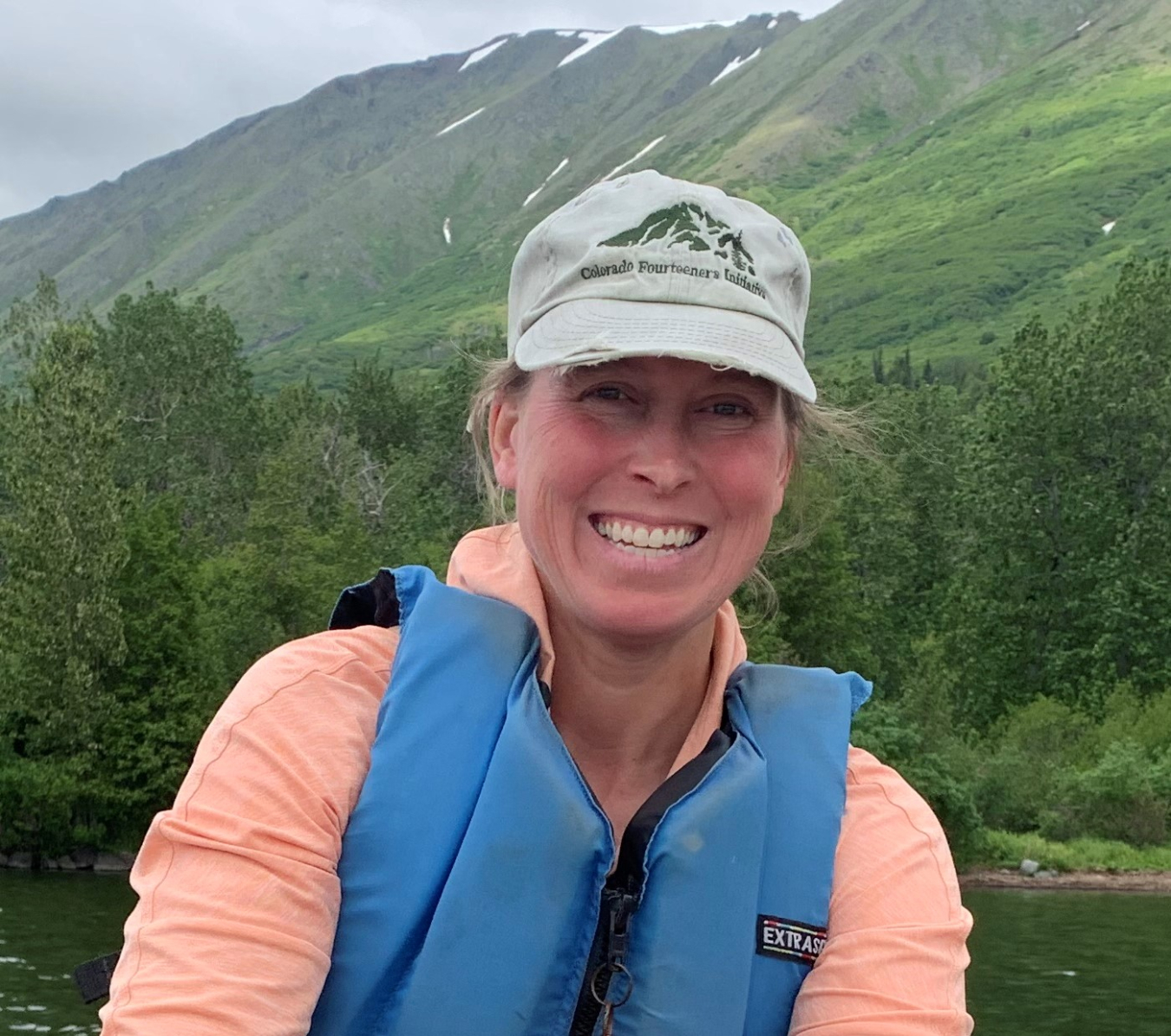 Erin Whitney on a river in Alaska on a rowing trip.