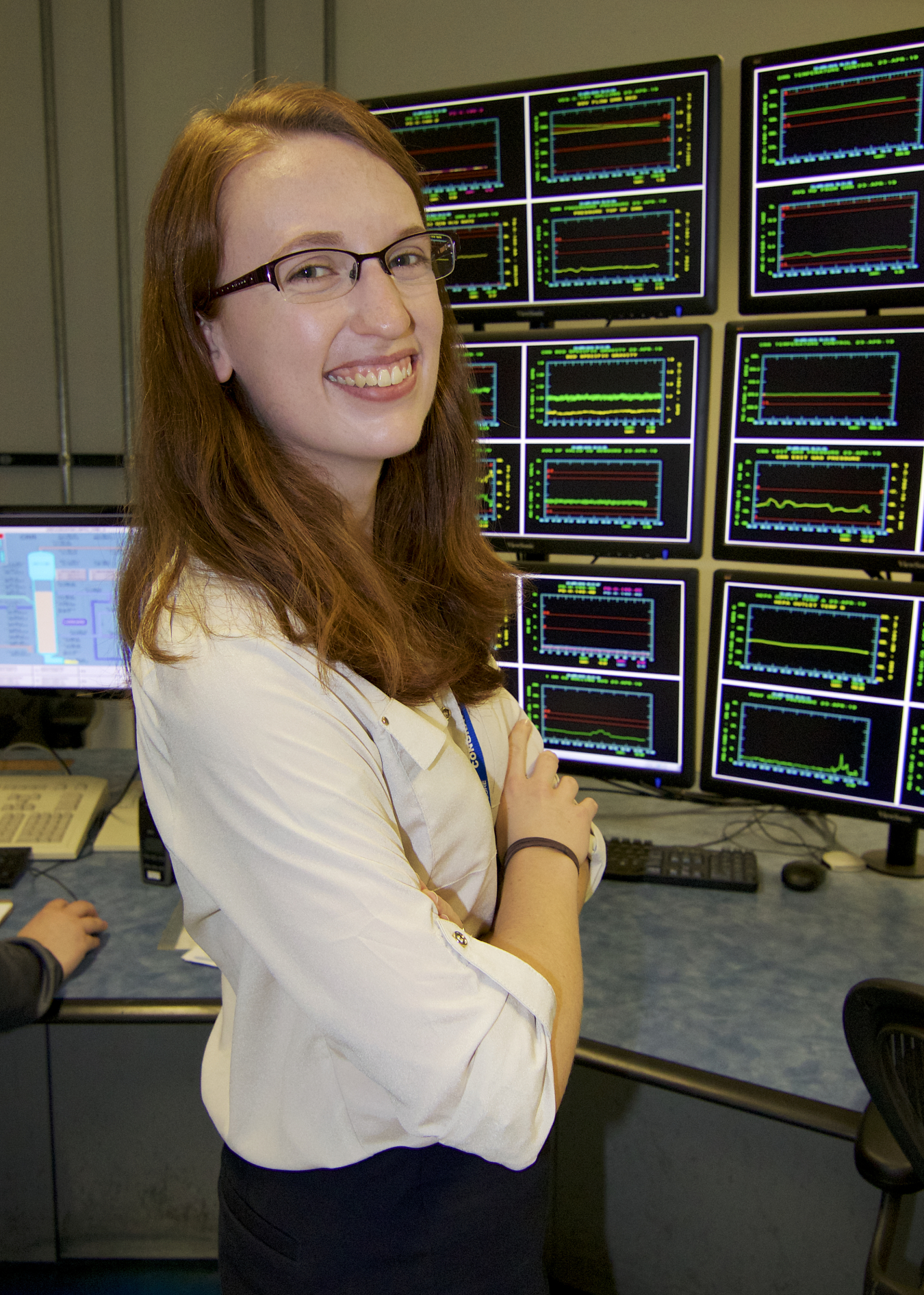 Integrated Waste Treatment Unit project engineer Allyson Ferry is pictured in the control room of the treatment facility at the Idaho National Laboratory Site.