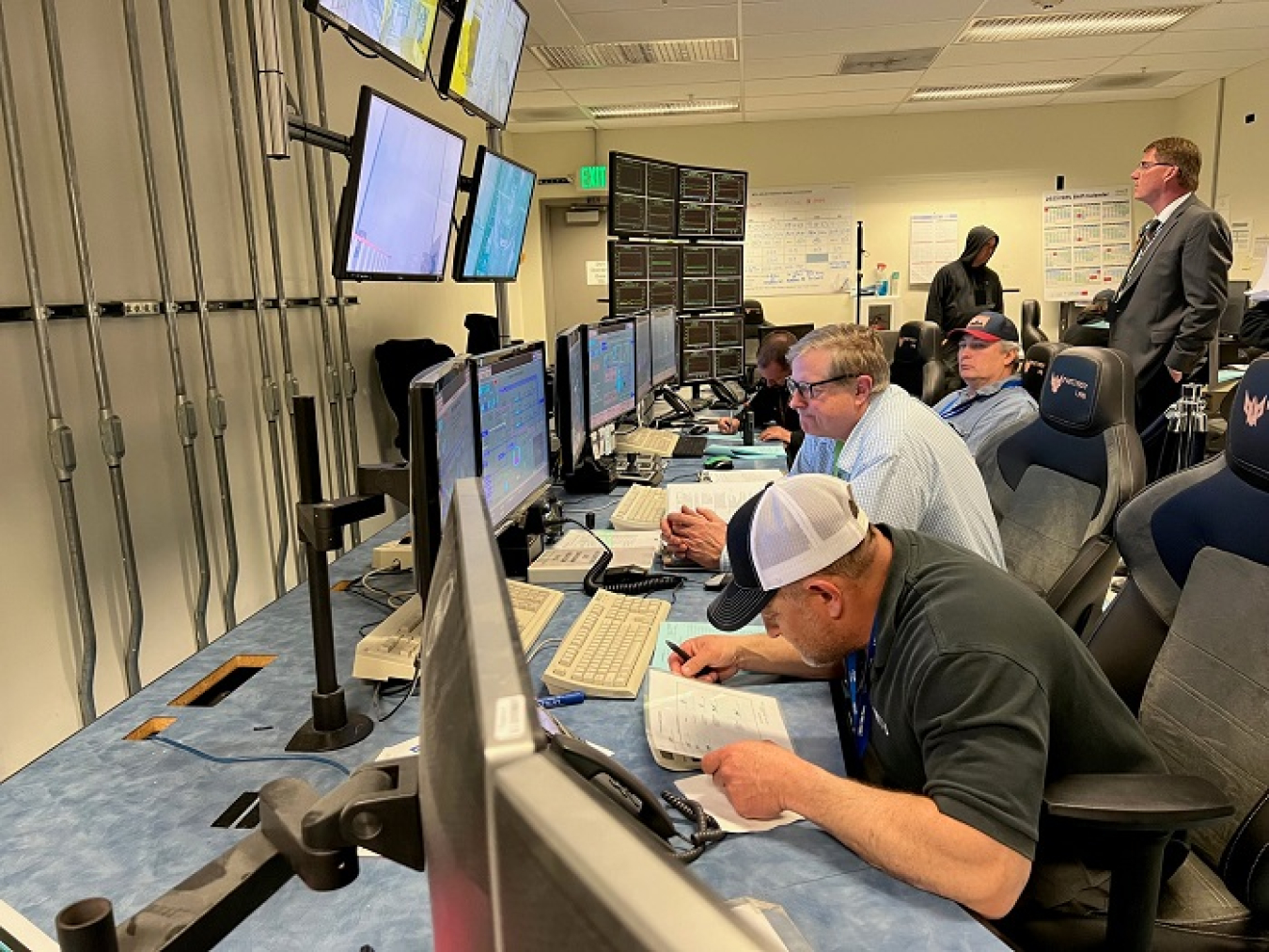 Inside the Integrated Waste Treatment Unit control room as operators prepare to introduce radiological sodium-bearing liquid waste into the facility Tuesday.