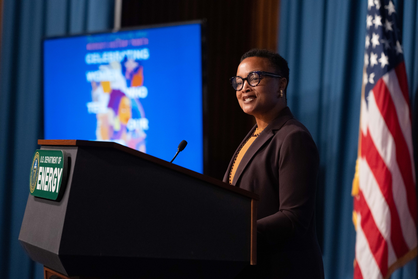 ED Director Shalanda H. Baker gives opening remarks at DOE’s 2023 Women’s History Month ceremony.