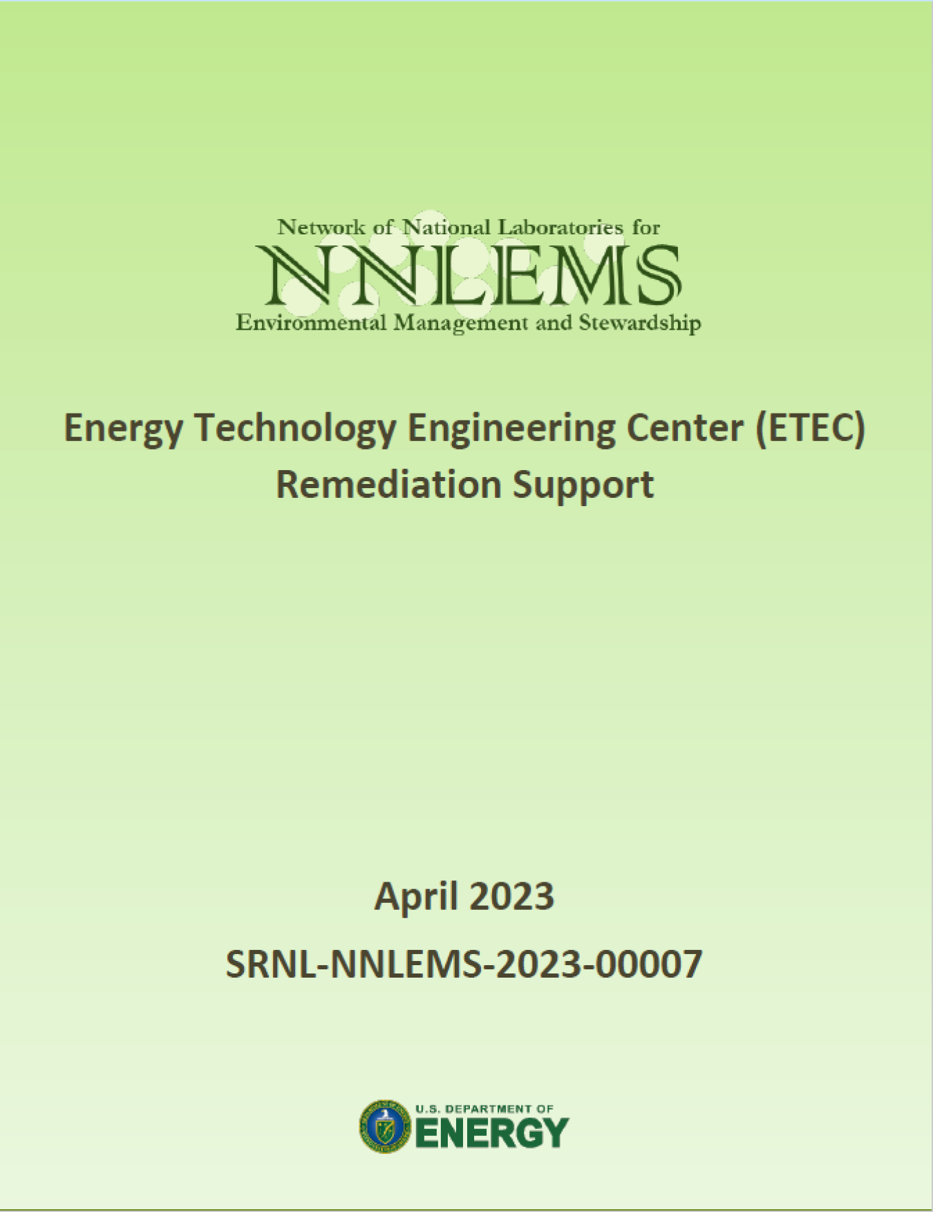 Report cover for Energy Technology Engineering Center (ETEC) Remediation Support