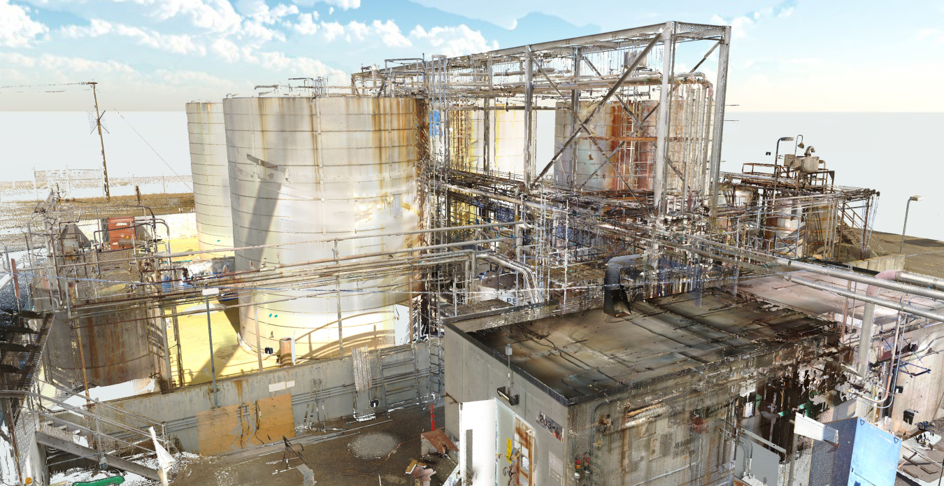 This image of the Hanford Site’s Plutonium Uranium Extraction Plant demonstrates how a 3D laser scanning tool is used to capture the layout of facilities being prepared for demolition.