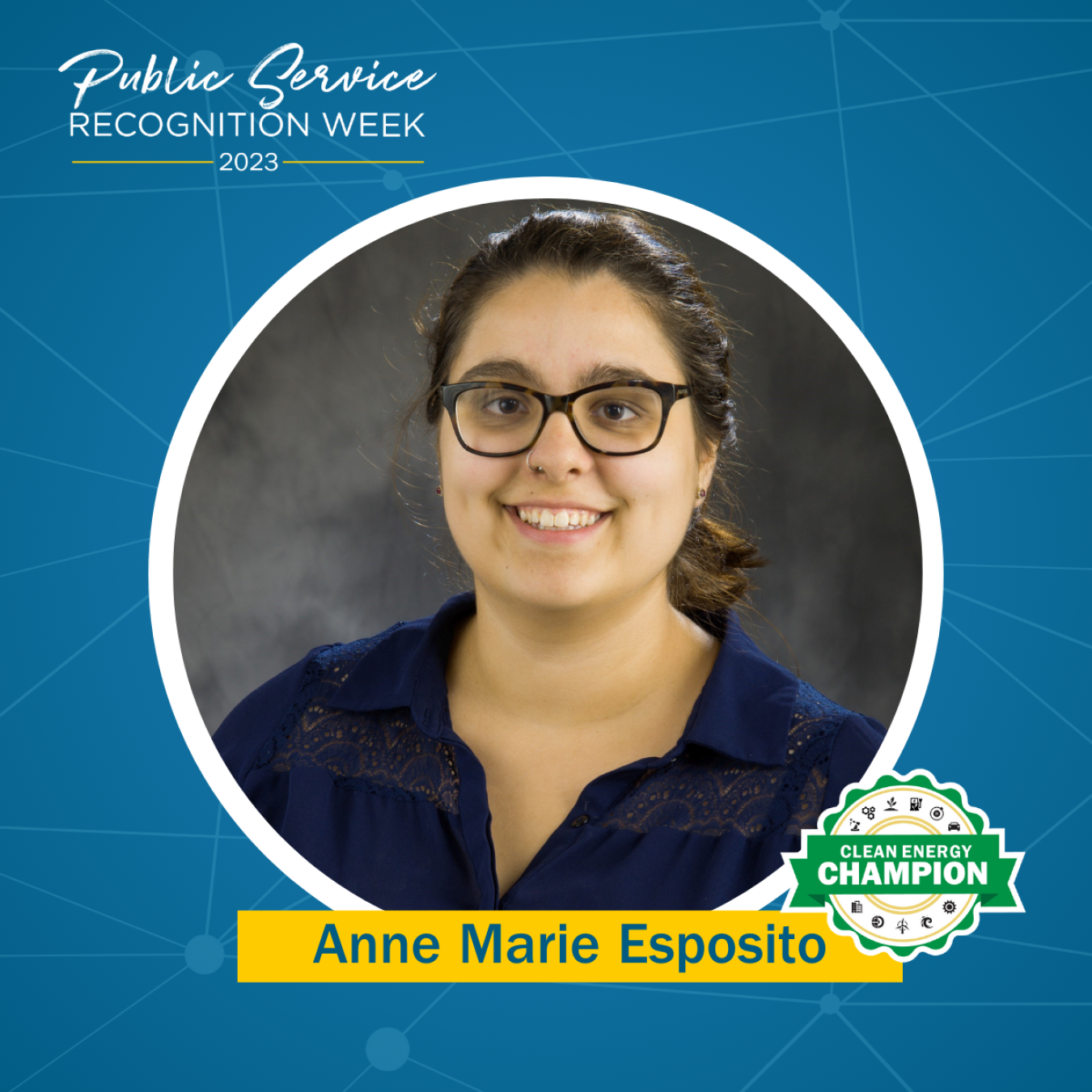 Branding for Public Service Recognition Week featuring Anne Marie Esposito.