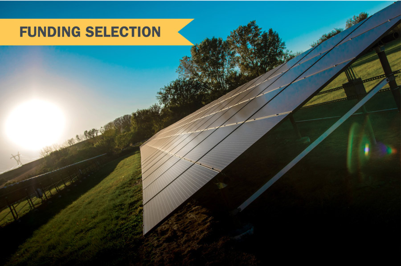 A solar array with the text "Funding Selection".