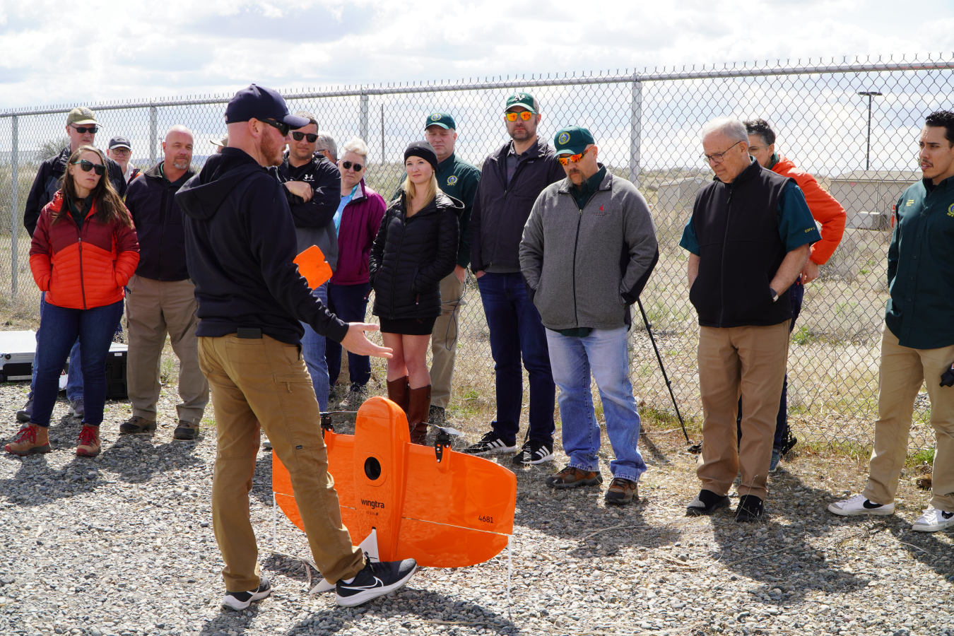 Members of DOE’s Catastrophic Incident Response Team receive instruction from the Oak Ridge National Laboratory drone team during recent training on the Hanford Site. 