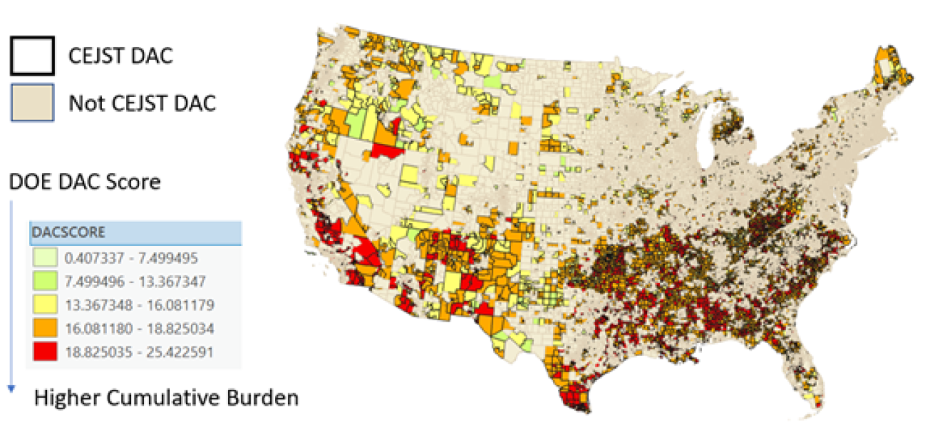 DOE DAC score for CEJST census tracts.