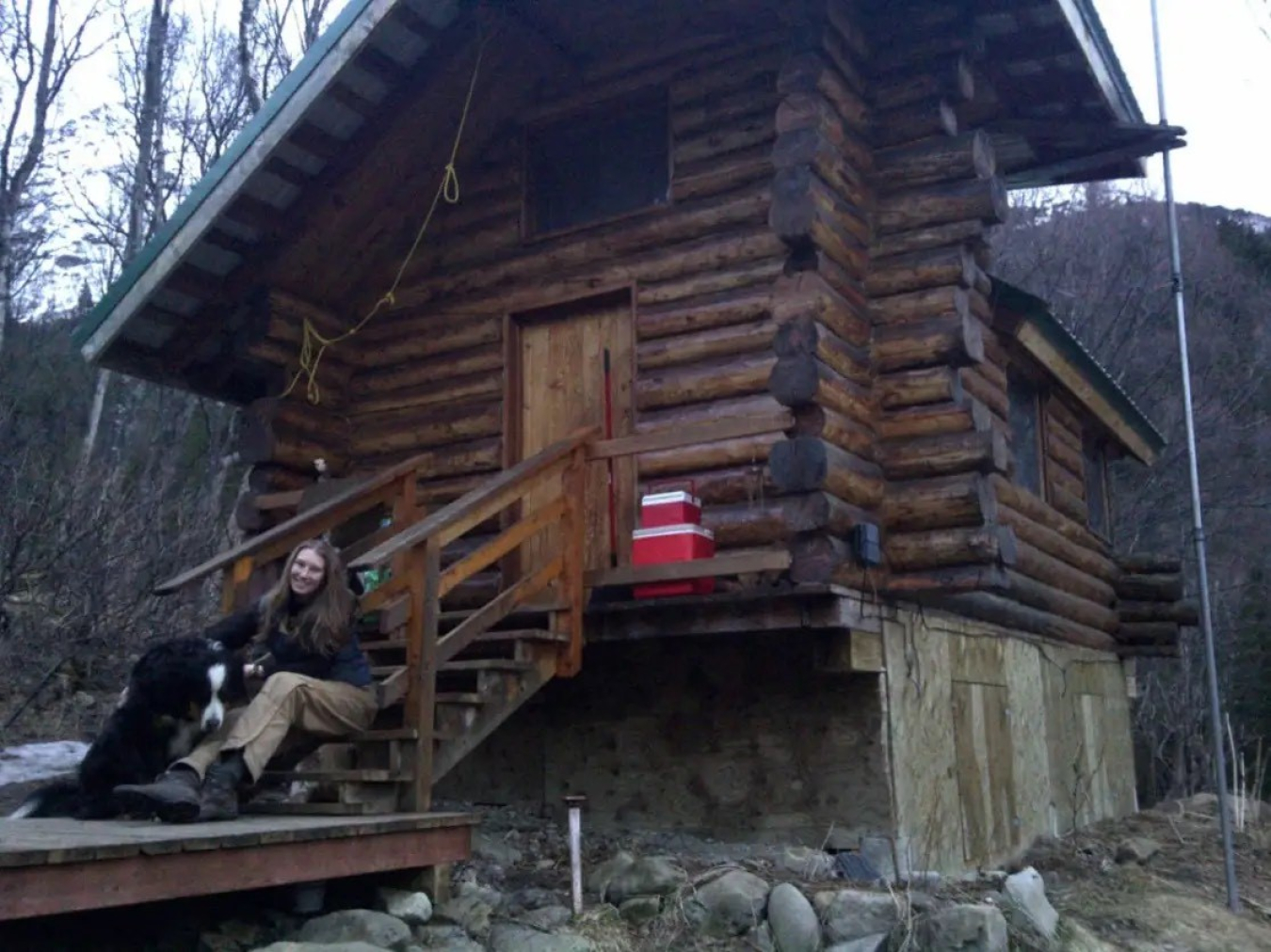 Laurel McFadden living off-grid in Rainbow Creek, 2010.