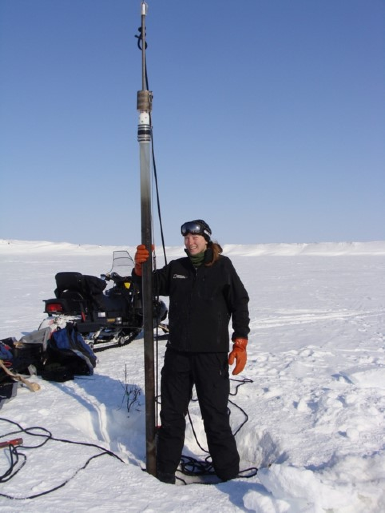 Sediment coring at a thermokarst lake near Shishmaref, 2009.