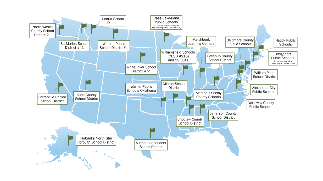 Map of Renew America's School's grant selectees