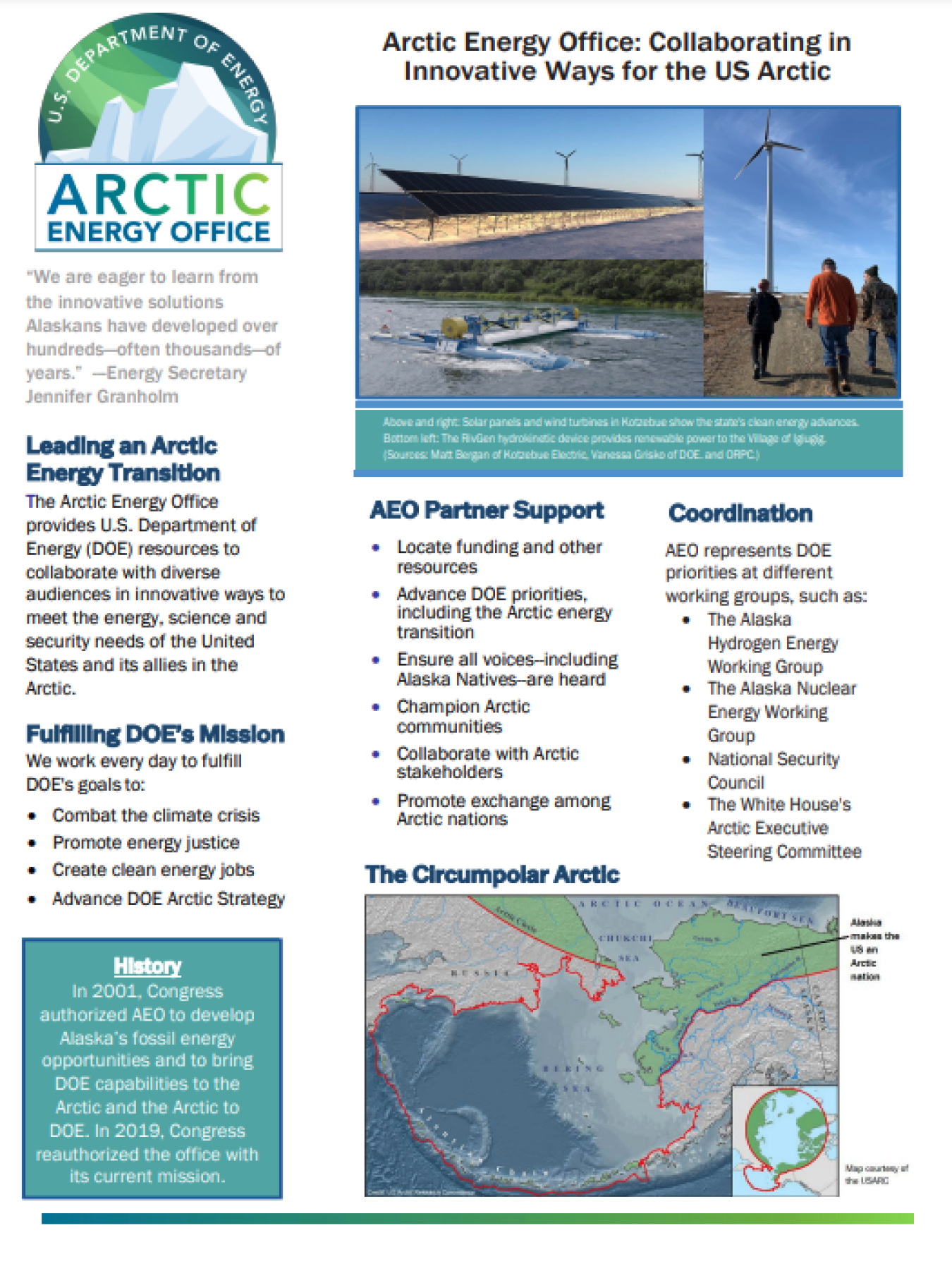 A peek at the Arctic Energy Office factsheet, available for download on energy.gov.