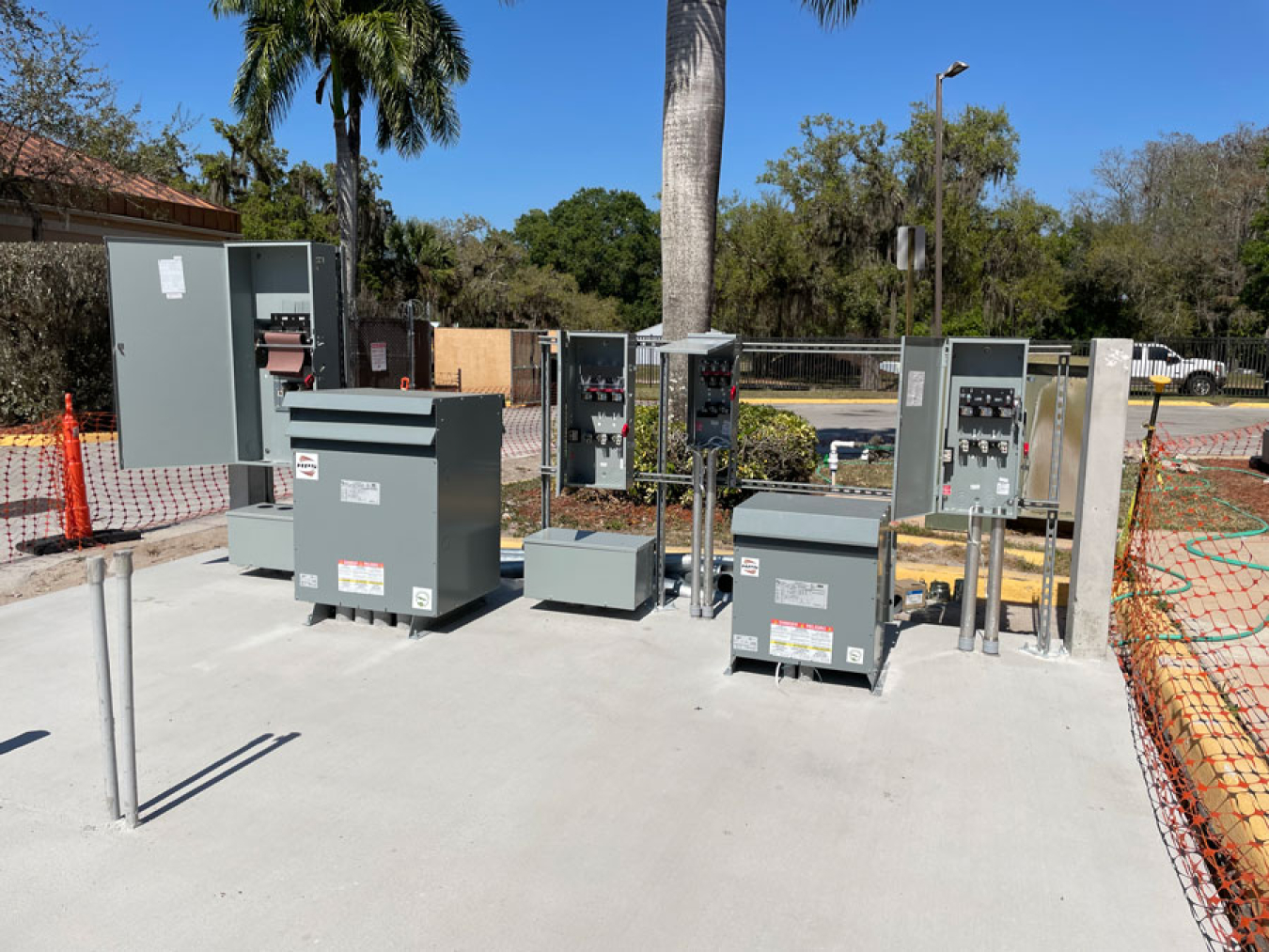 Outdoor battery energy storage system (electrical boxes).