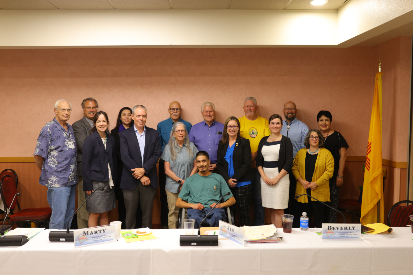EM Senior Advisor William “Ike” White attended the Northern New Mexico Citizens’ Advisory Board (NNMCAB) meeting last week during a trip to New Mexico. White extended his appreciation to members for serving on the NNMCAB and bringing citizens’ perspectives and recommendations to aid the legacy cleanup mission at Los Alamos. Standing with the NNMCAB members are Michael Mikolanis, EM Los Alamos Field Office (EM-LA) manager, second from left; White, fifth from left; and S. Elizabeth Gilbertson, EM-LA deputy ma
