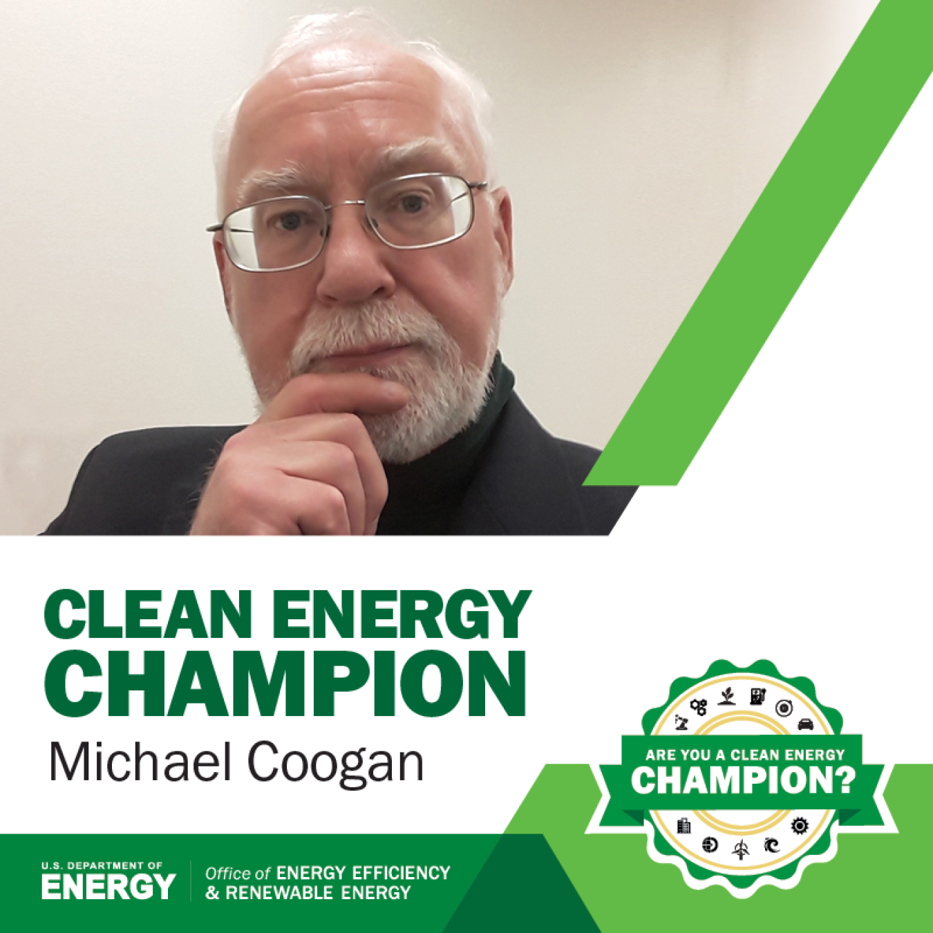 Michael Coogan Clean Energy Champions graphic