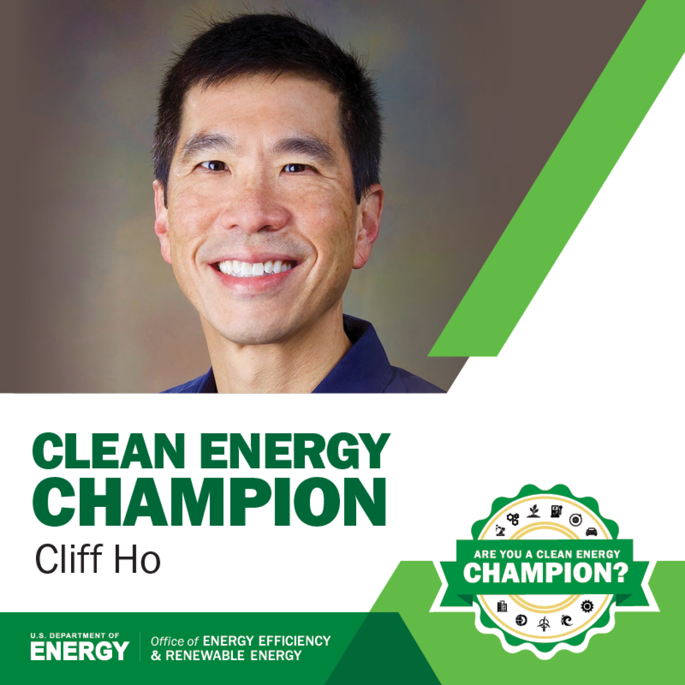 Cliff Ho Clean Energy Champions graphic