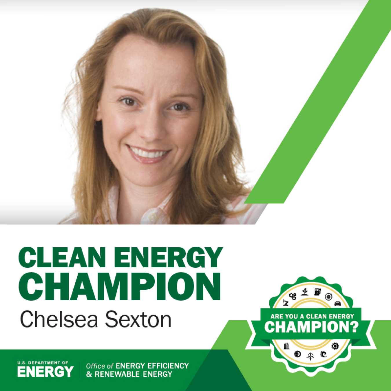 Chelsea Sexton Clean Energy Champions graphic