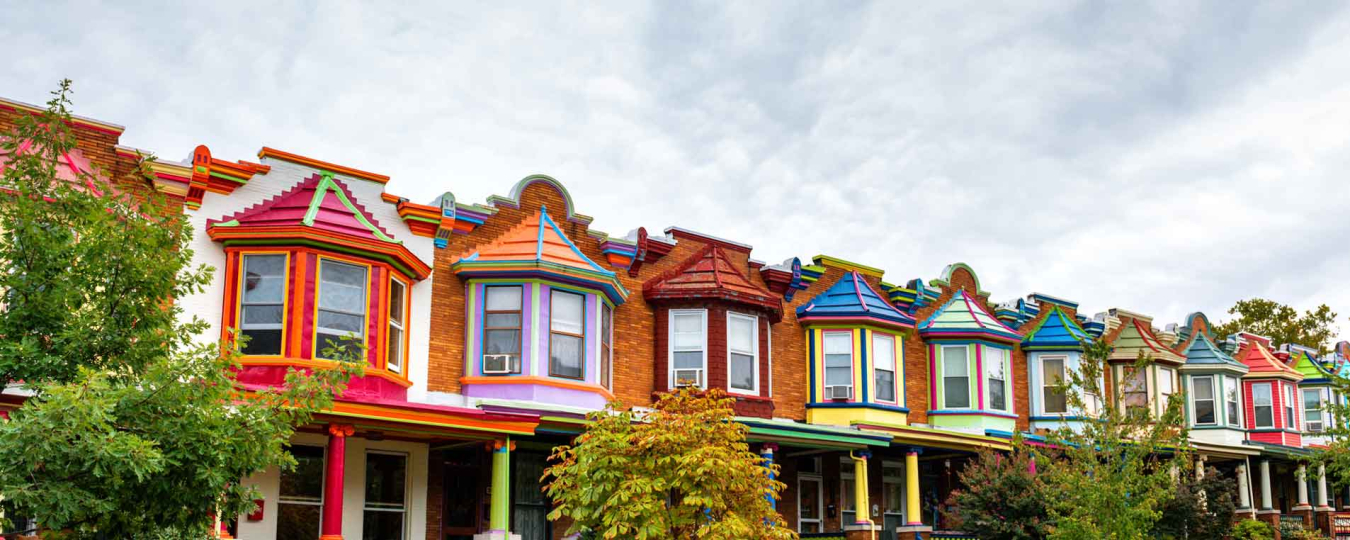 Row of colorful homes in Baltimore