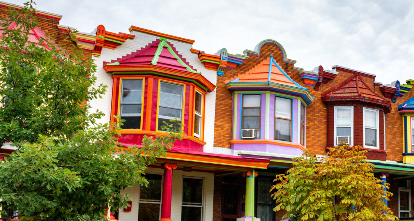 Row of colorful homes in Baltimore