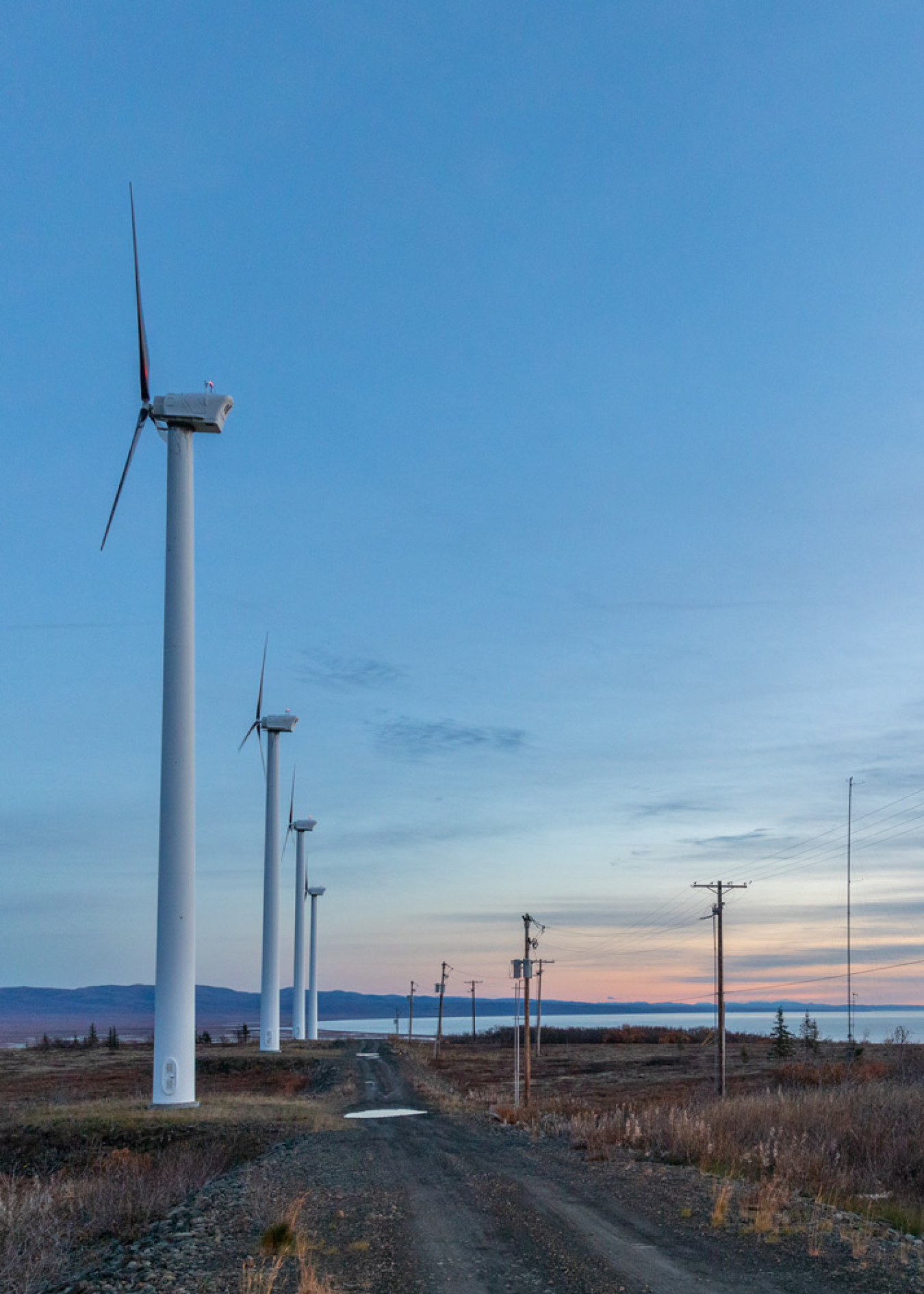 Wind turbines in a remote environment.