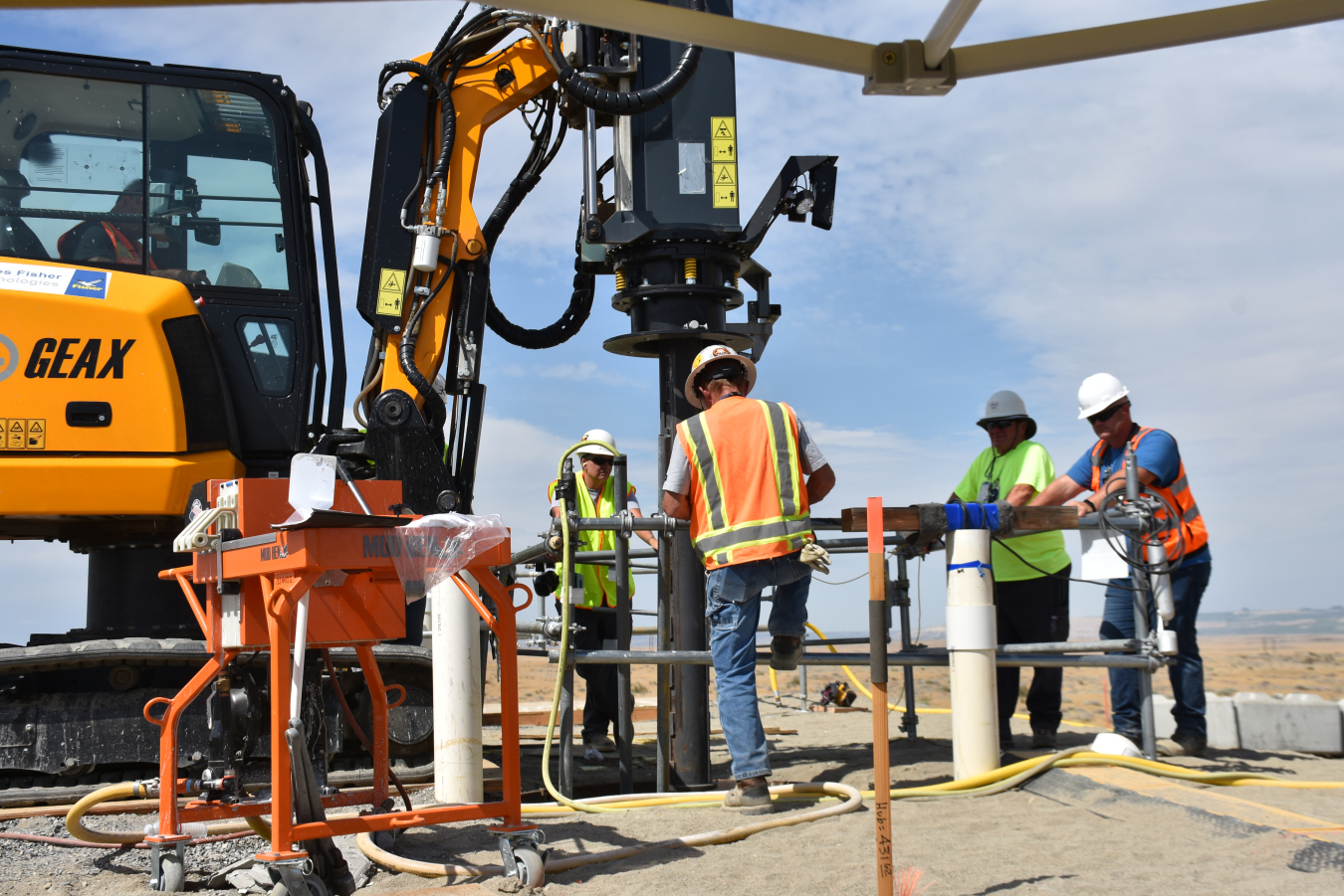 A Washington River Protection Solutions crew used a mock-up of a portion of a tank dome at the Hanford Site’s Cold Test Facility to practice cutting and removing a tank dome core.
