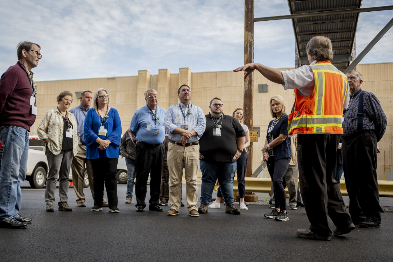 Members of the Environmental Management Site-Specific Advisory Board (EM SSAB), federal staff, and contractors tour the Paducah Gaseous Diffusion Plant before the Spring 2022 EM SSAB Chairs Meeting in Paducah, KY.