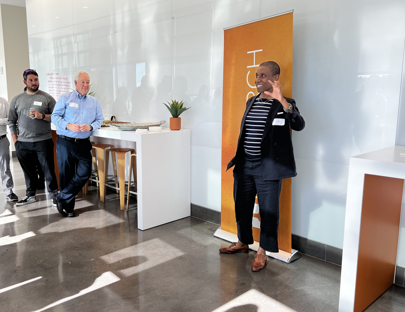 Frakktal Founder Jhana Porter pitches her company at the Spark Cleantech Acccelerator Opening Reception.