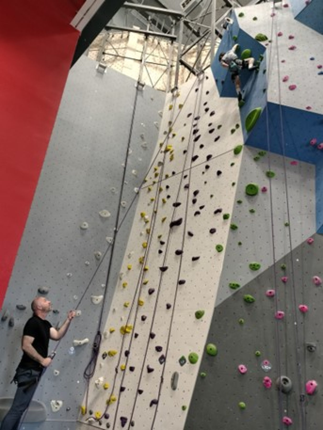 Indoor climbing wall.