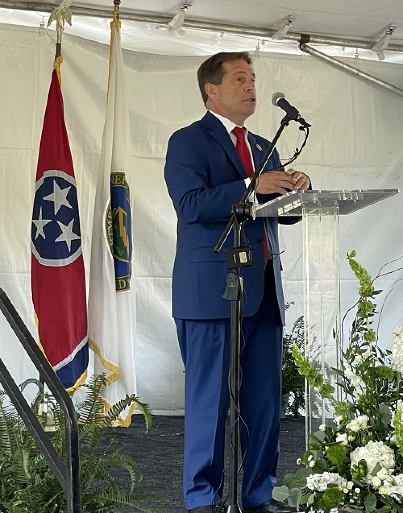 U.S. Rep. Chuck Fleischmann speaks about the importance of the Environmental Management Disposal Facility for continued environmental cleanup, and to support future growth at Oak Ridge National Laboratory and the Y-12 National Security Complex.